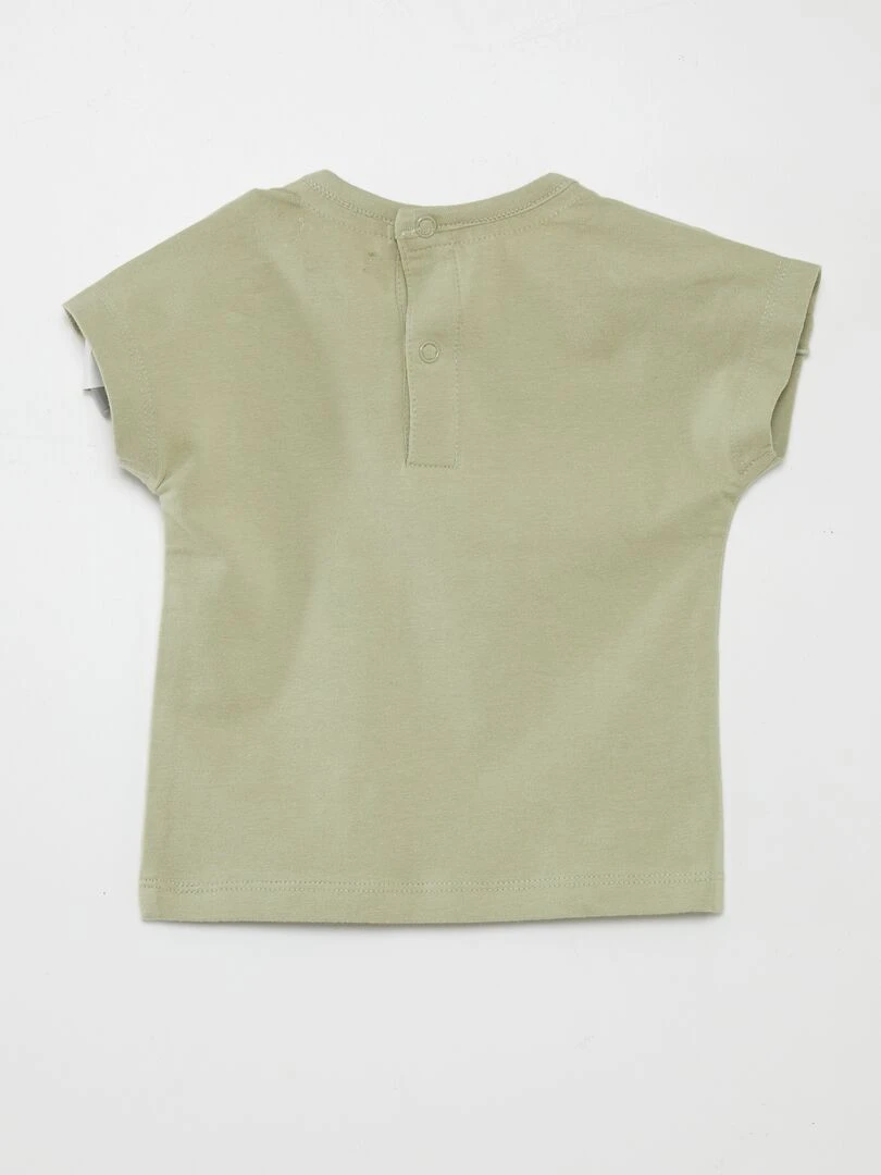 Ensemble T shirt imprimé + short en maille   2 pièces   vert/beige