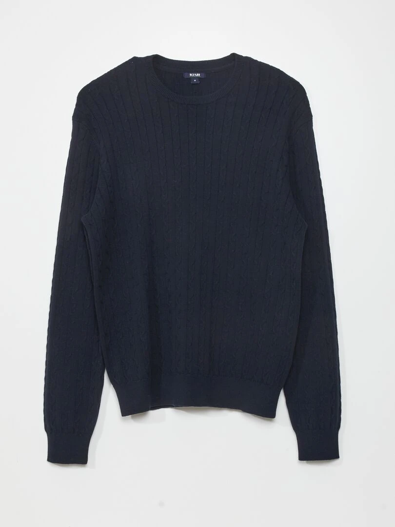 Pull en maille torsadée Bleu