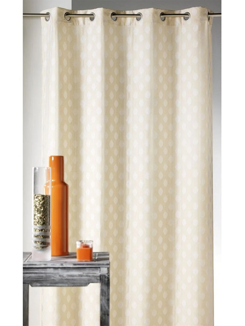 Rideau Dessin en jacquard à motifs arrondis Blanc cassé