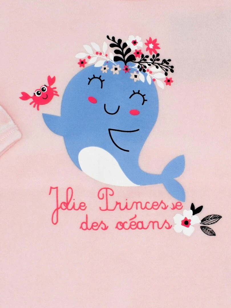 Pyjama Velours 'mini Princesse''doo&bo'   rose clair