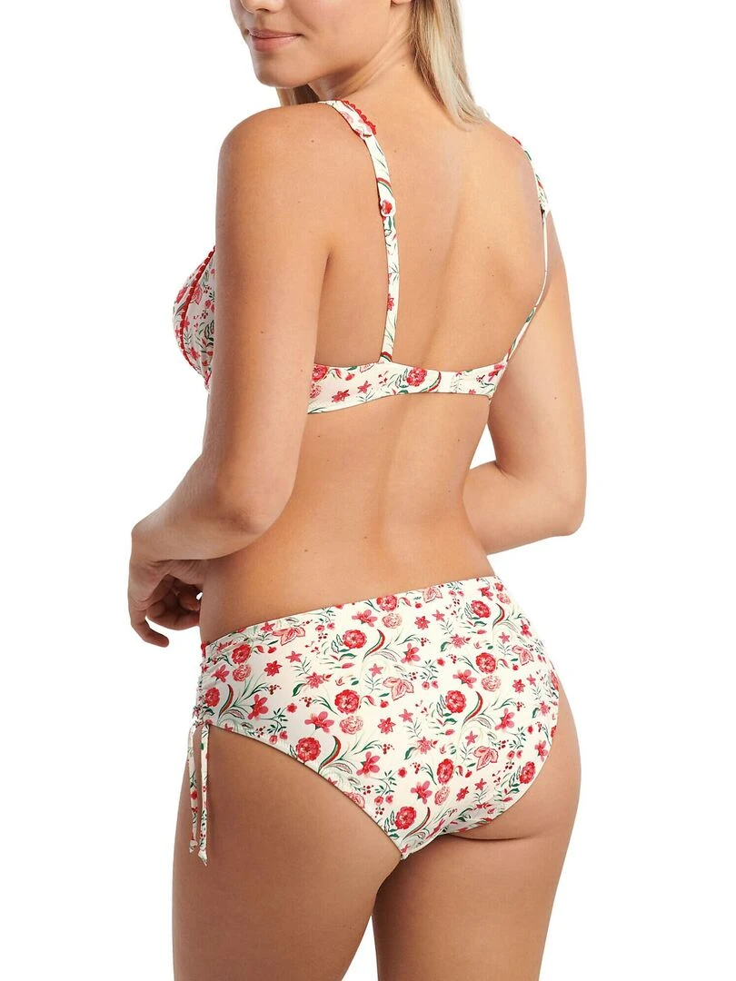 Bas maillot slip de bain taille haute côtés froncés Java   Ecru