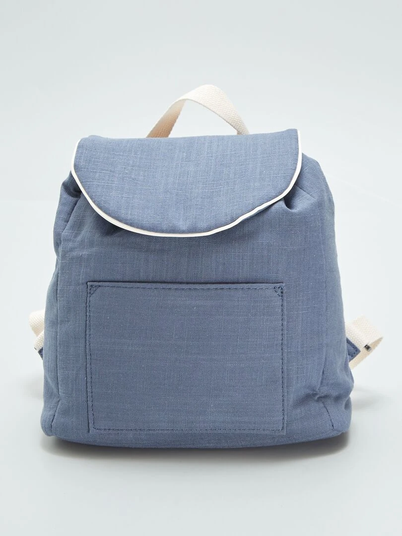 Sac à dos en lin mélangé   Bleu