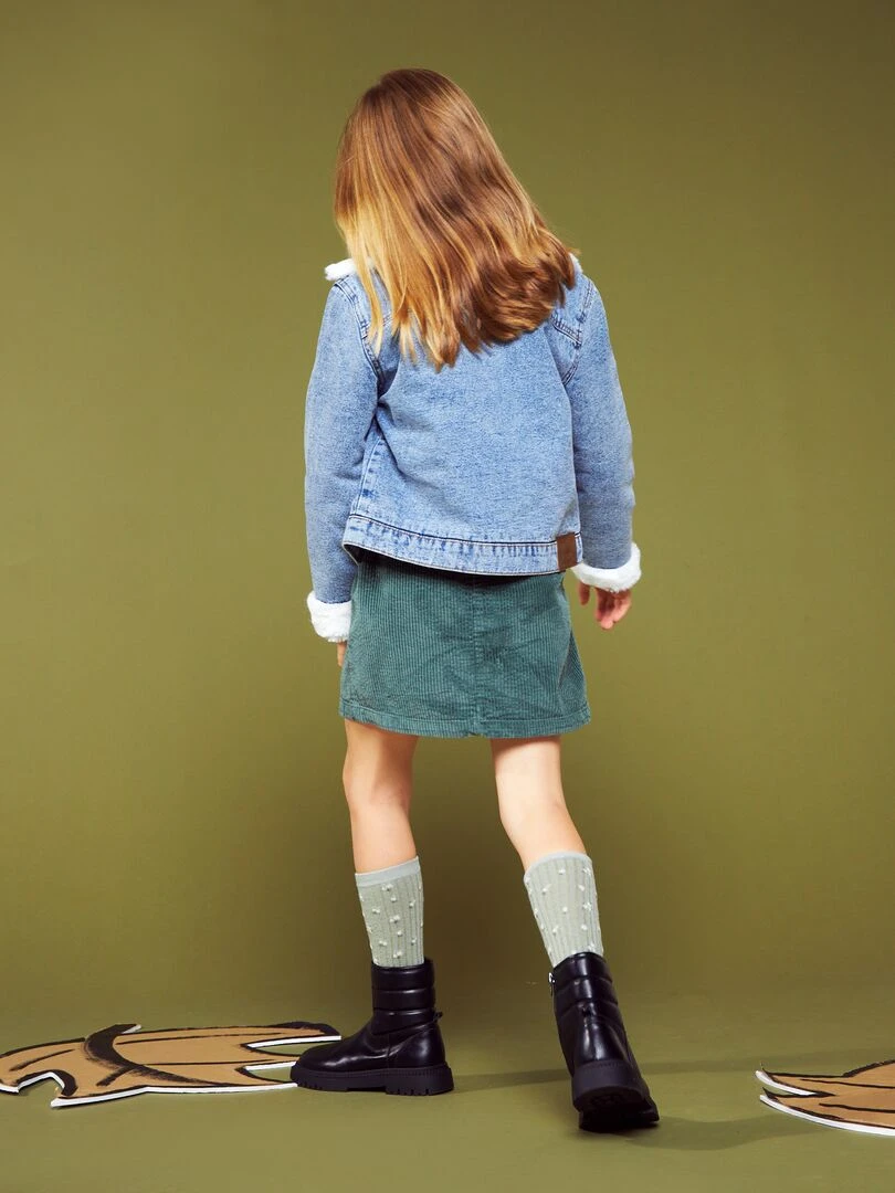 Veste en jean avec col aviateur   Bleu