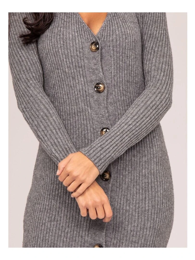 Robe longue maille côtelée IVERNY   Gris chiné