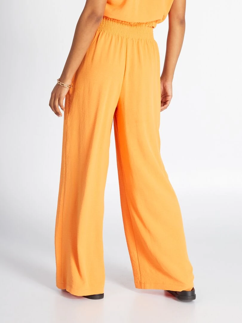 Pantalon large en maille satinée   orange