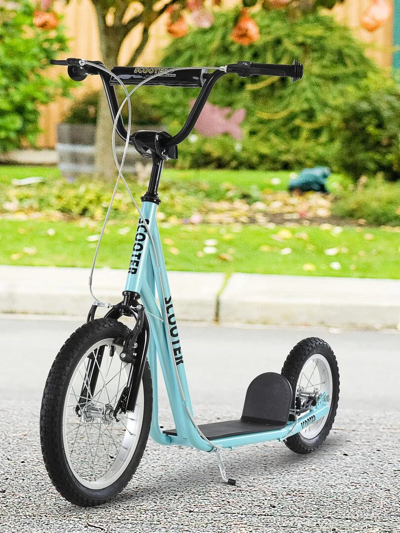 Trottinette patinette freestyle grandes roues pneumatiques bleu ciel   Bleu