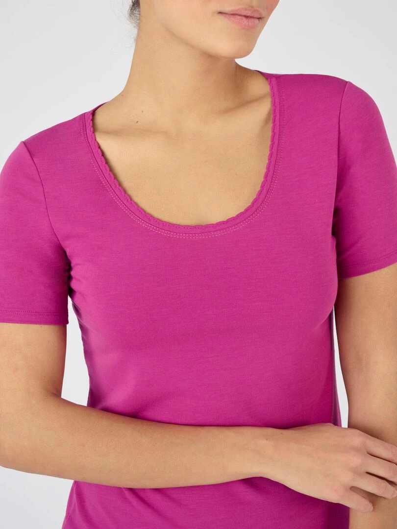 T shirt manches courtes thermorégulant Evolutyl   Damart   Rose framboise