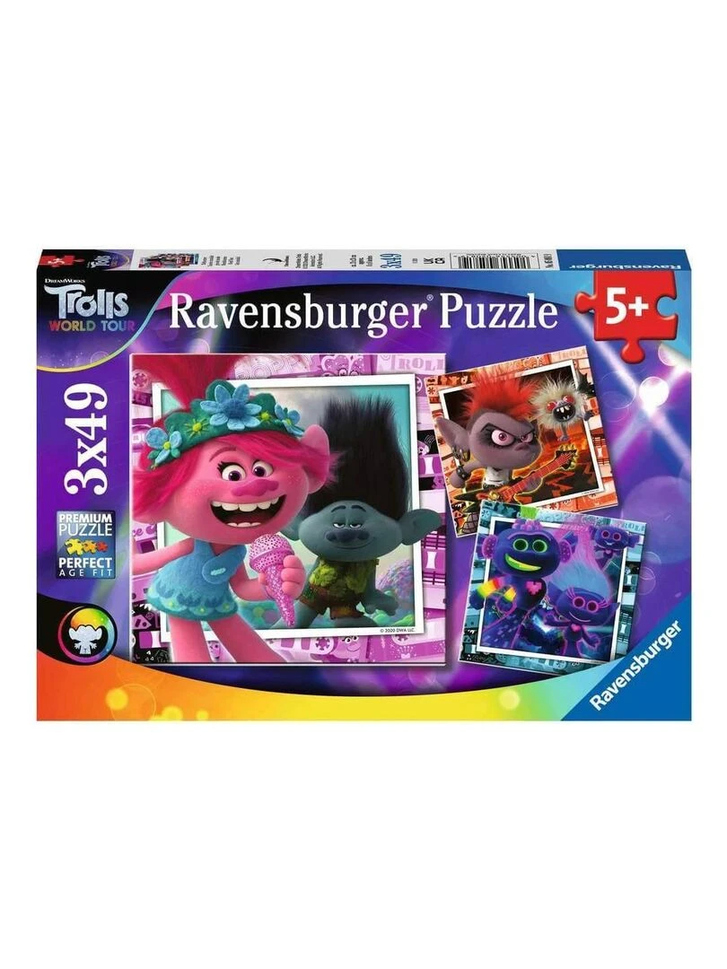 Puzzle 3 x 49 pièces Les trolls : Tournée mondiale N/A