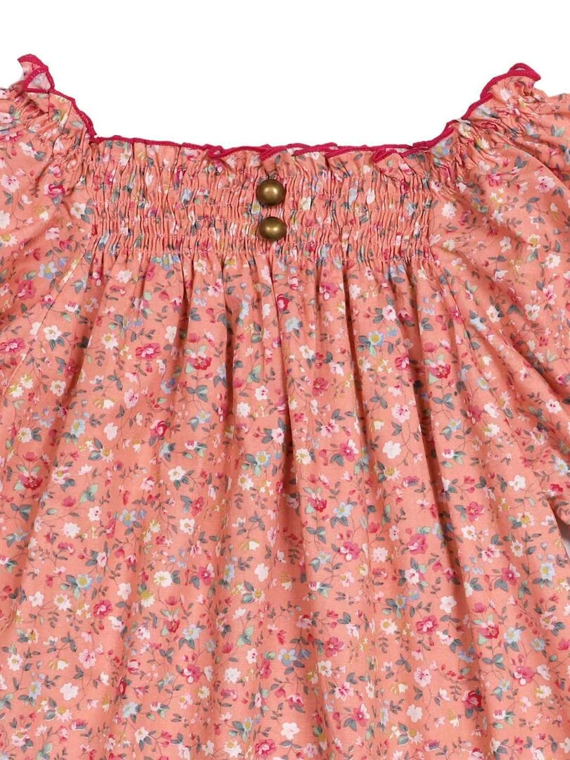 Blouse intersaison col smocks liberty CHIMENE 'LA FAUTE A VOLTAIRE' Abricot