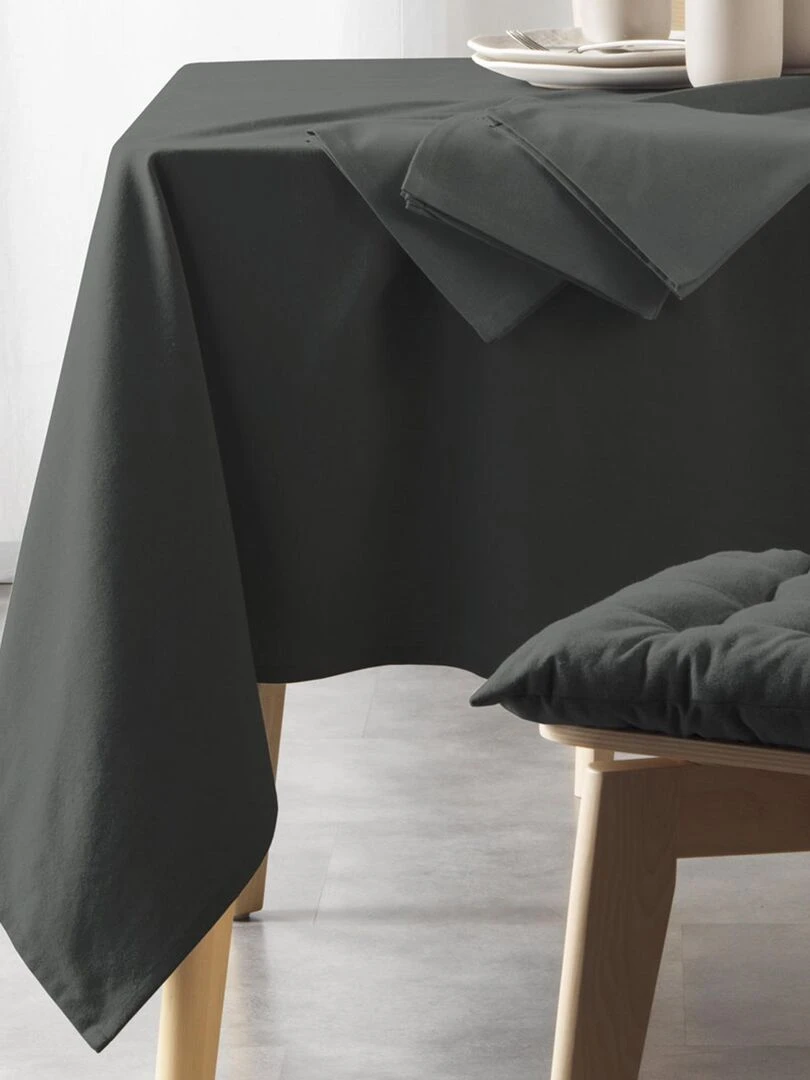 Nappe unie en coton recyclé gris anthracite
