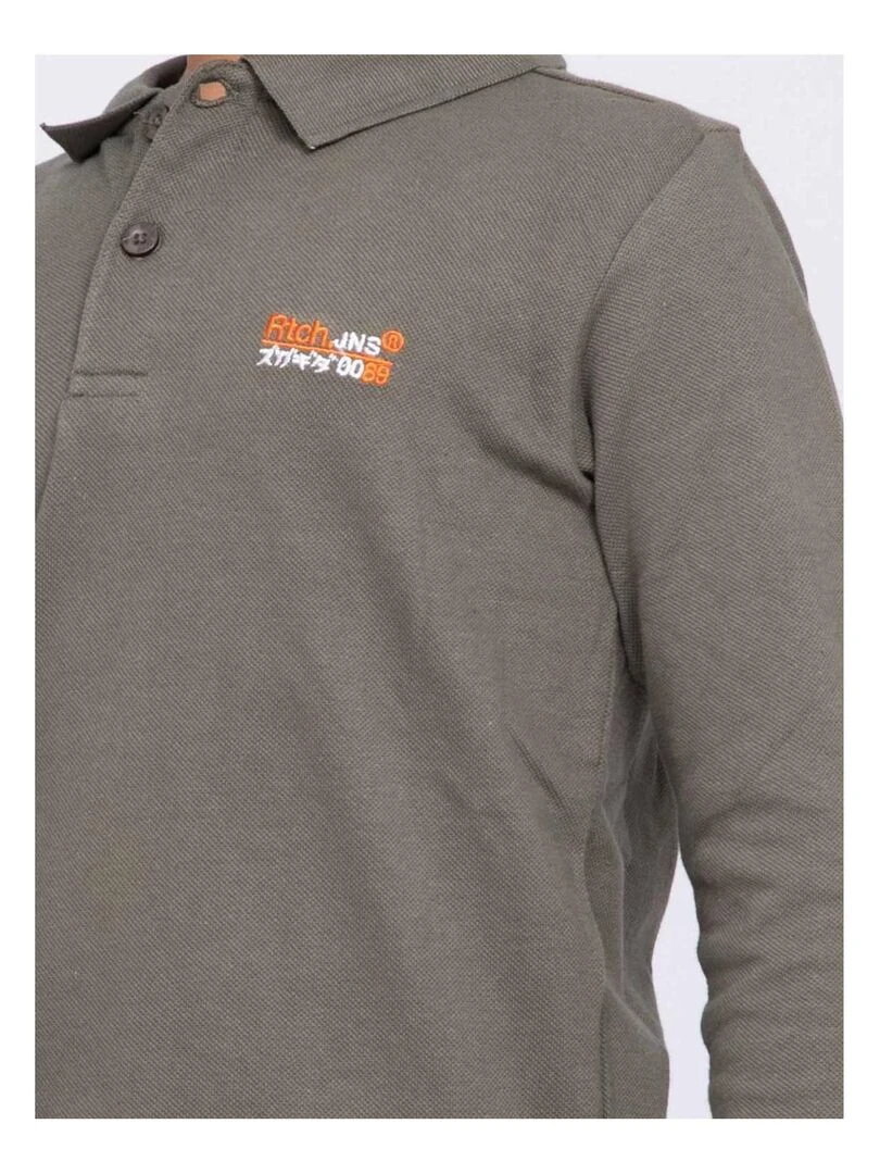 Polo manches longues pur coton PODRICK J   Kaki