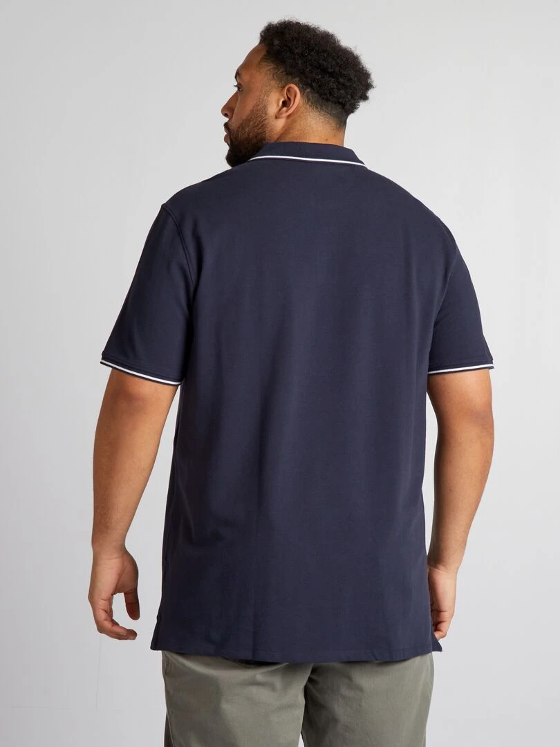 Polo en coton à contrastes   bleu marine