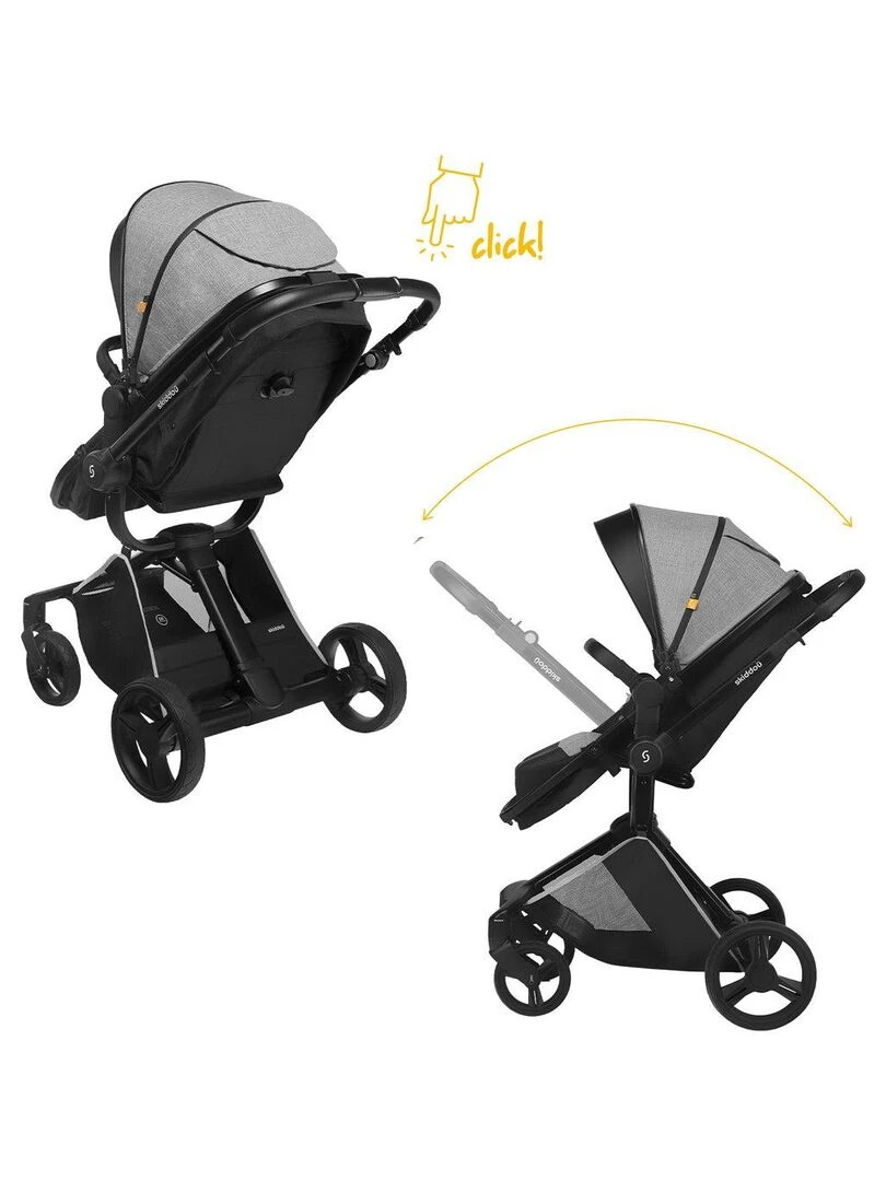 Poussette 2 en 1 "Nasjö" gris Gris