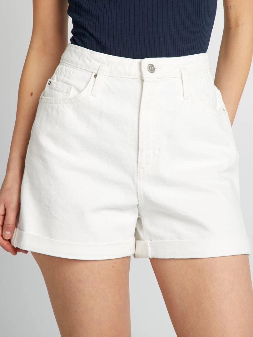 Short en jean Blanc