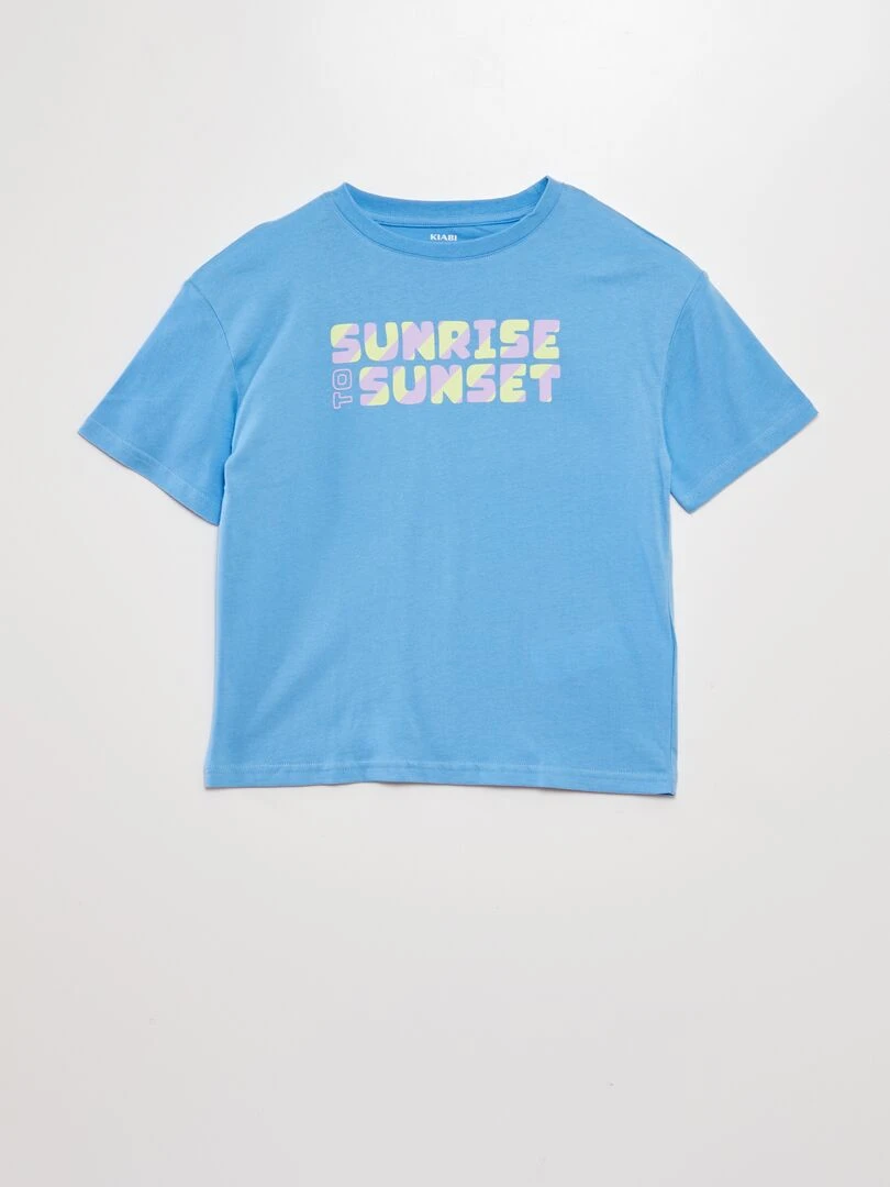 T shirt manches courtes à message Bleu