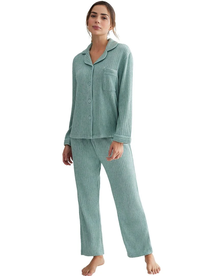 Pyjama pantalon chemise manches longues Espiga Vert