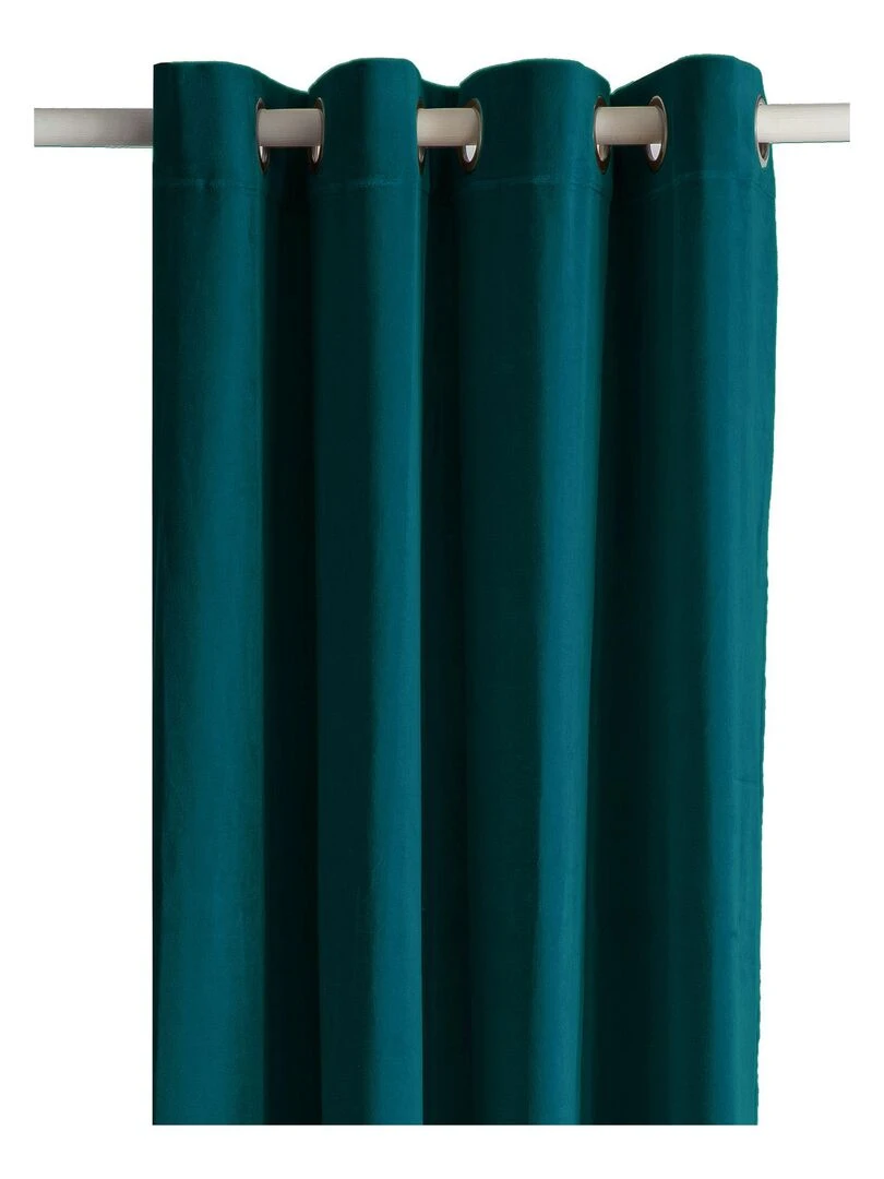 Rideau en velours 'Deko&co' Bleu céladon