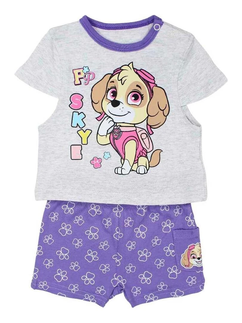 Paw Patrol Ensemble T shirt short bébé fille Imprimé La Pat' Patrouille Violet