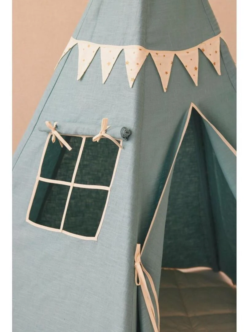Tente Tipi avec guirlande et tapis Gold Star   Bleu  Gris   Moi M   N/A