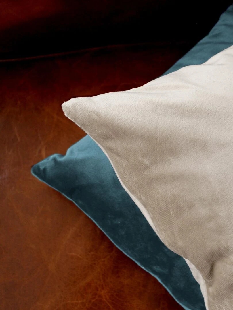 Coussin en velours avec zip déco   Bleu azur