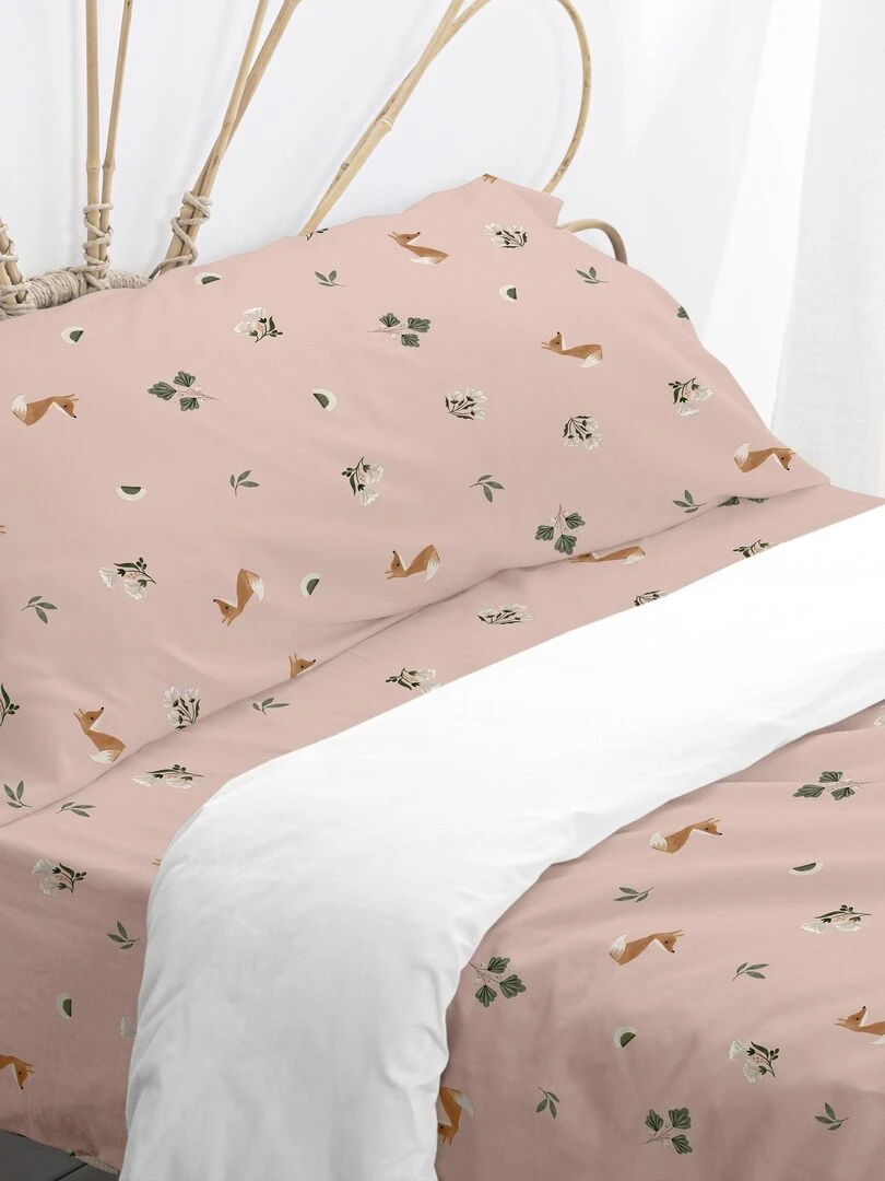 Parure housse de couette 2 pièces Fox forest "Happyfriday" Blanc