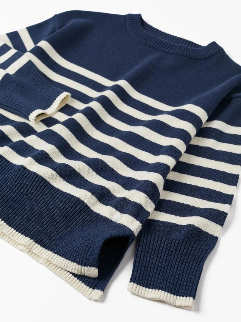 Pull en Maille à Rayures pour Garçon  SPRING BEGINS   Bleu foncé