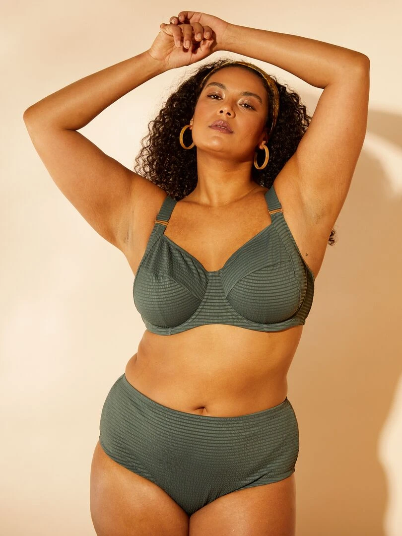 Culotte de bain effet seersucker Vert
