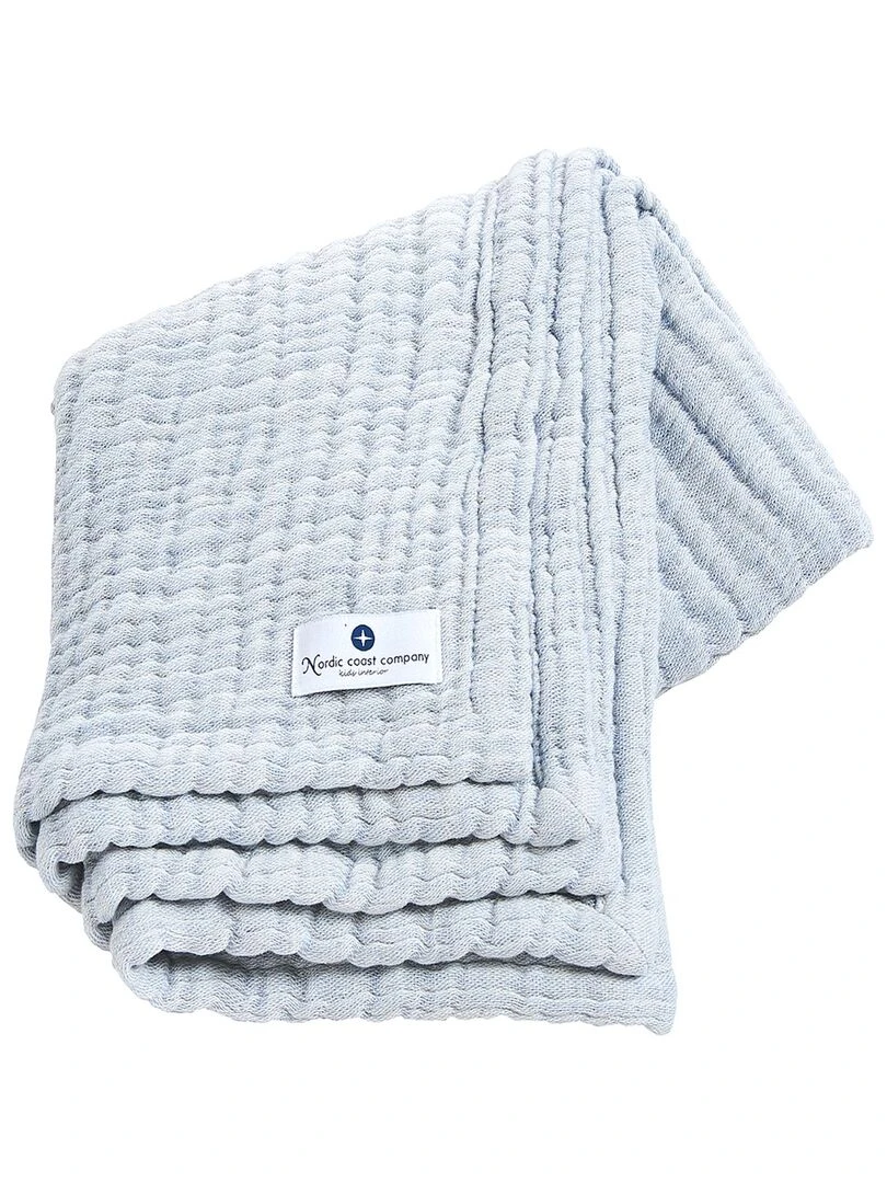 Couverture mousseline bebe grande en coton 90 x 120 cm Bleu