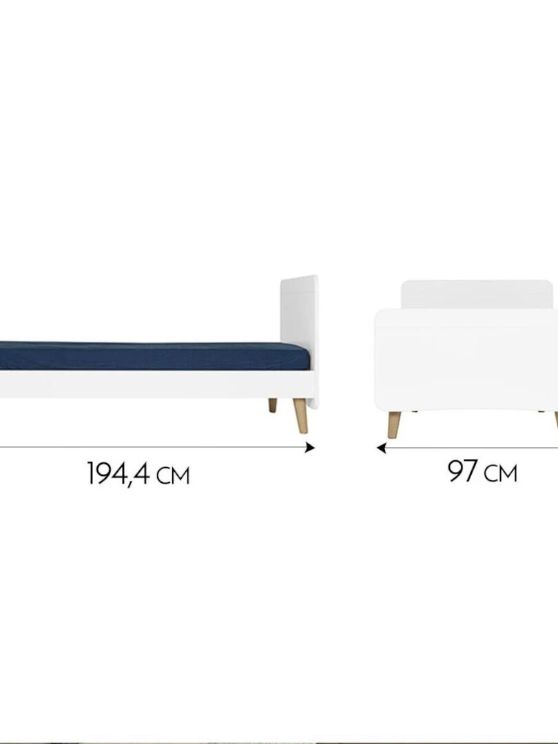 Pack lit avec pieds et matelas Spike AKITEN RETAIL Blanc Blanc