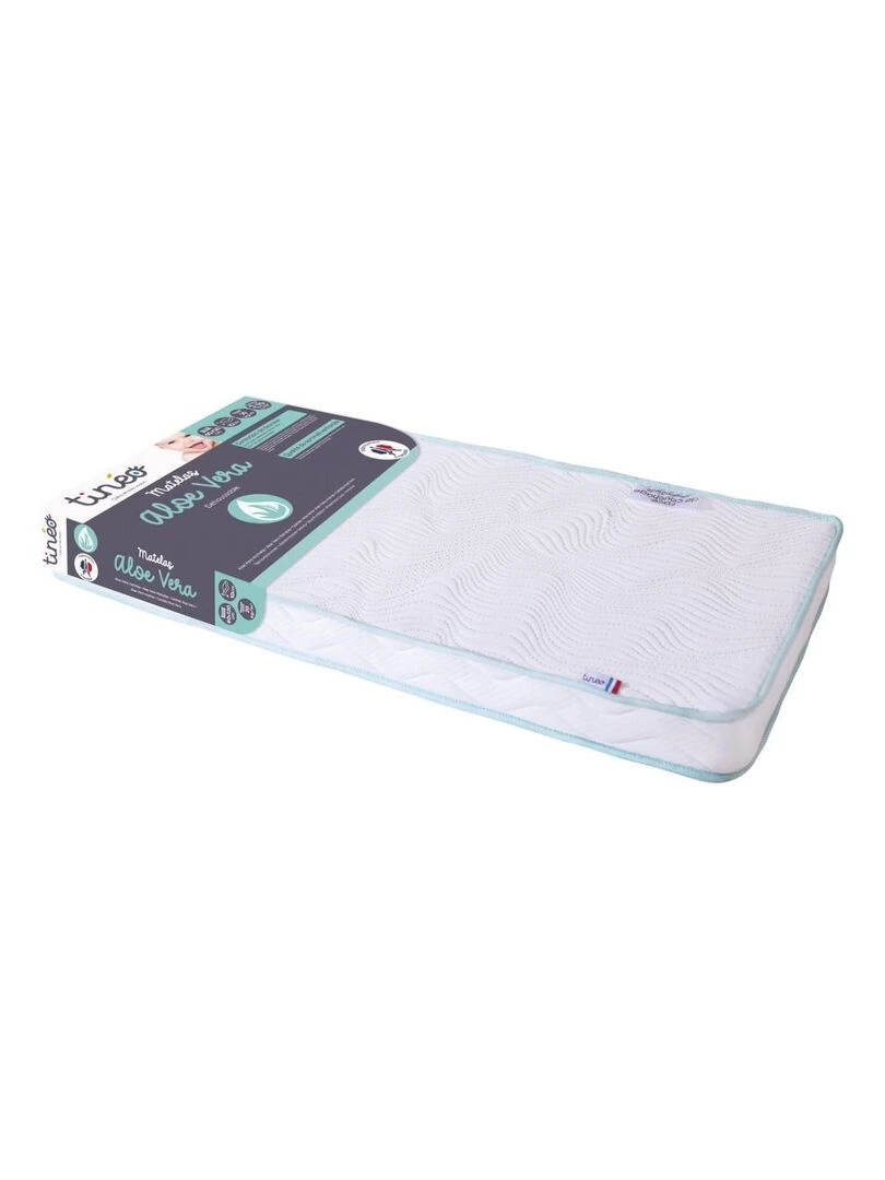 Matelas bébé Aloe vera   60 cm x 120 cm x 10 cm   Blanc