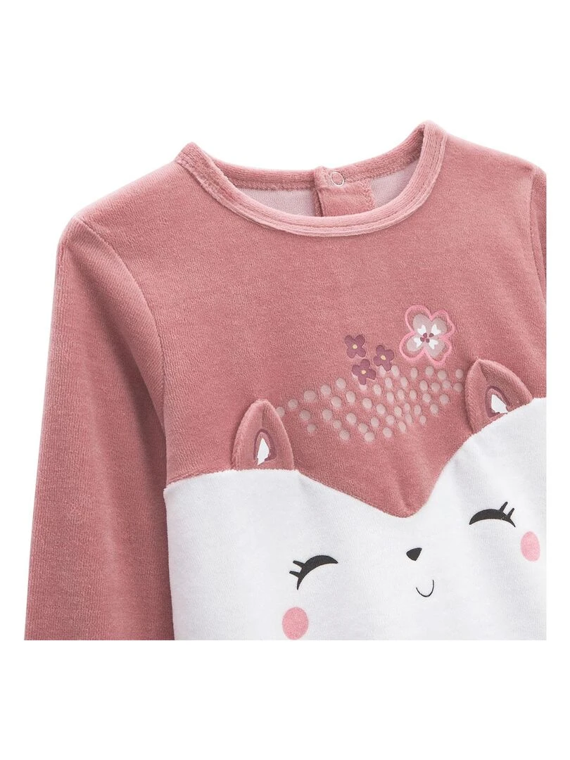 Pyjama bébé 2 pièces en velours Elena   Rose