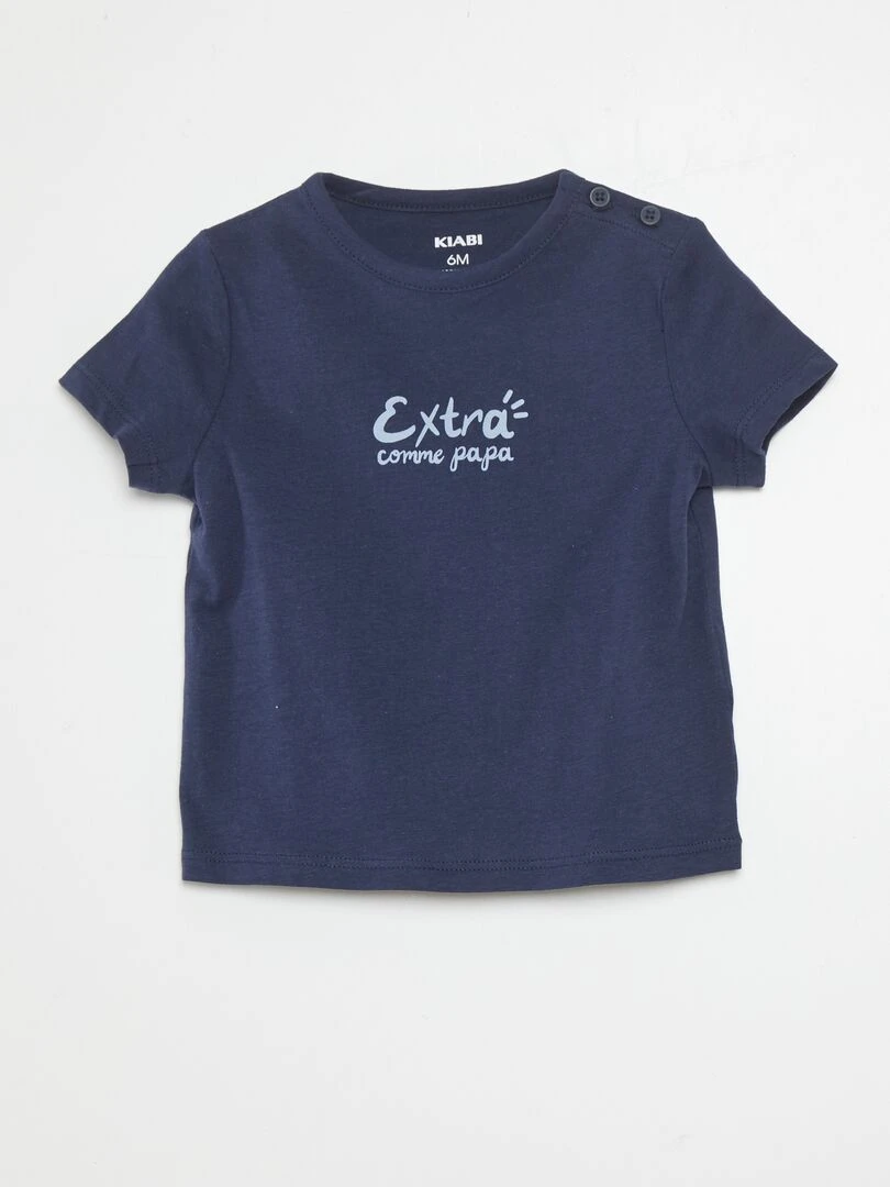 T shirt manches courtes avec inscription Bleu