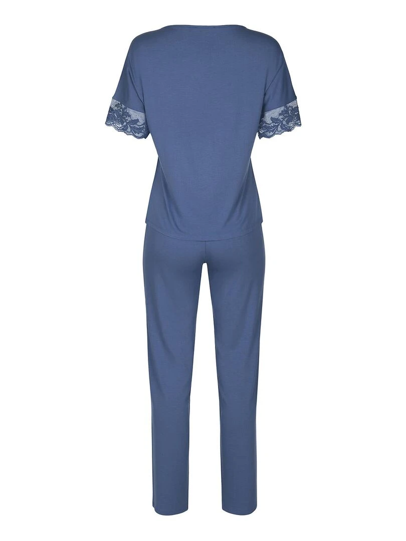 Pyjama pantalon top manches courtes Juliette   Bleu
