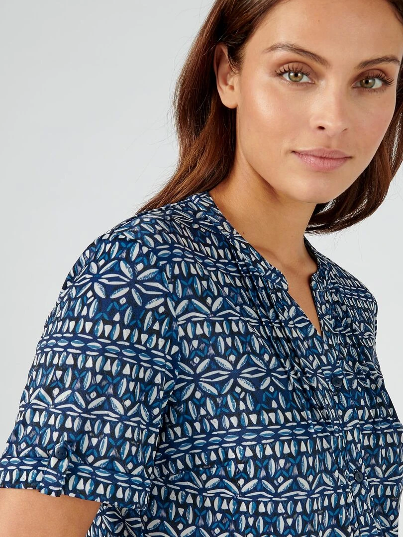 Chemisier maille crêpe stretch Damart Bleu marine