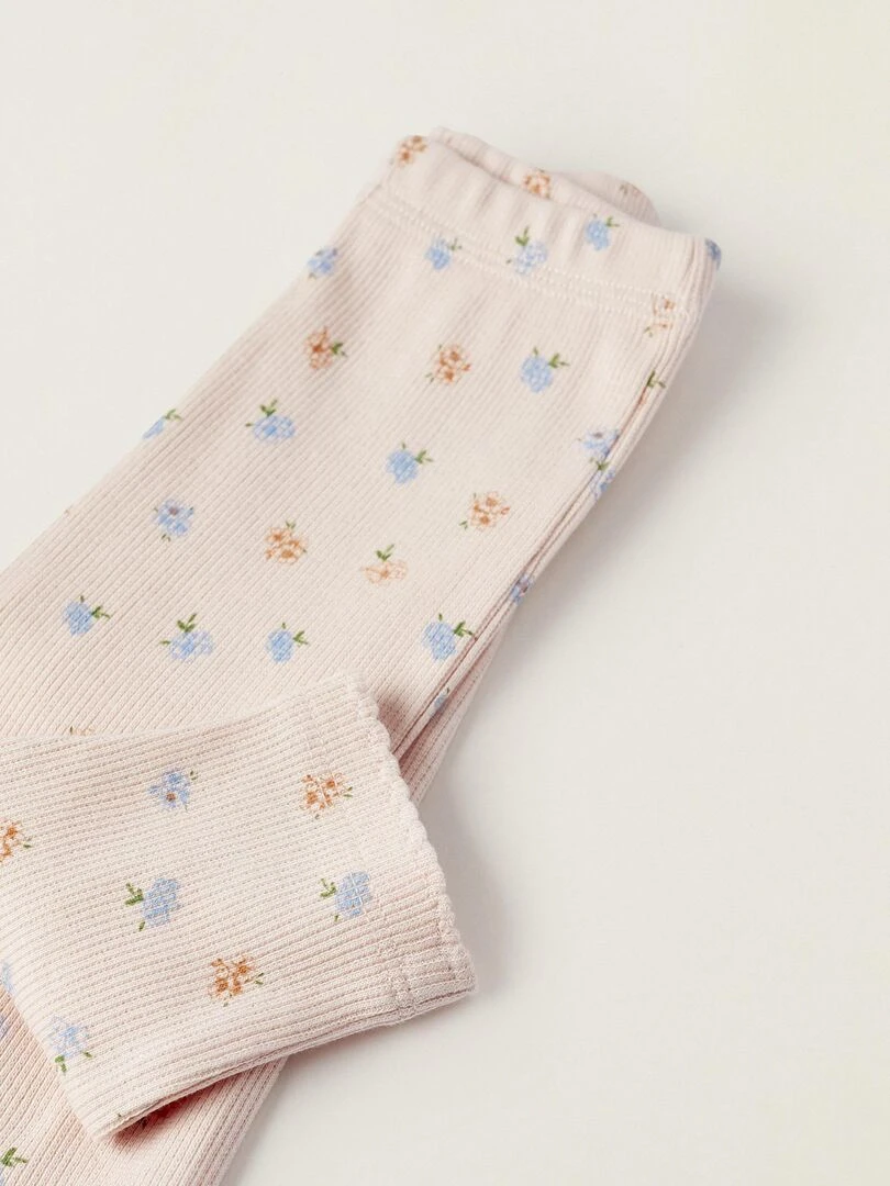 Leggings Côtelés avec Motif Floral pour Nouveau Née BALMORAL'S AFTERNOONS Rose clair