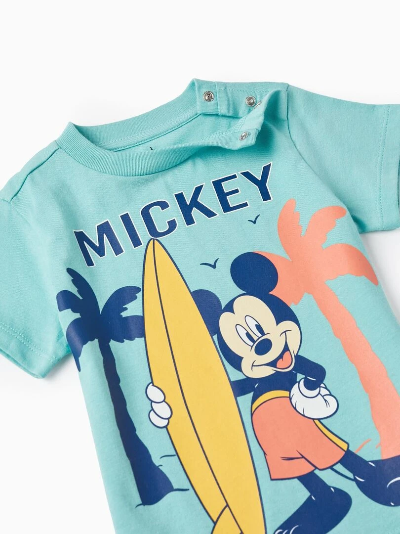 T shirt + Short en coton pour Bébé Garçon 'Disney   Mickey Mouse'  MICKEY   Bleu clair