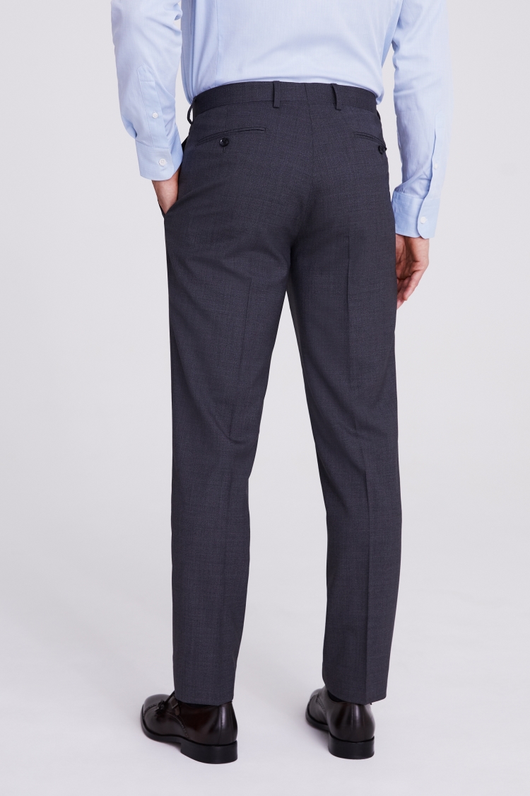 Italian Slim Fit Navy Hopsack Trousers   Buy Online at Moss