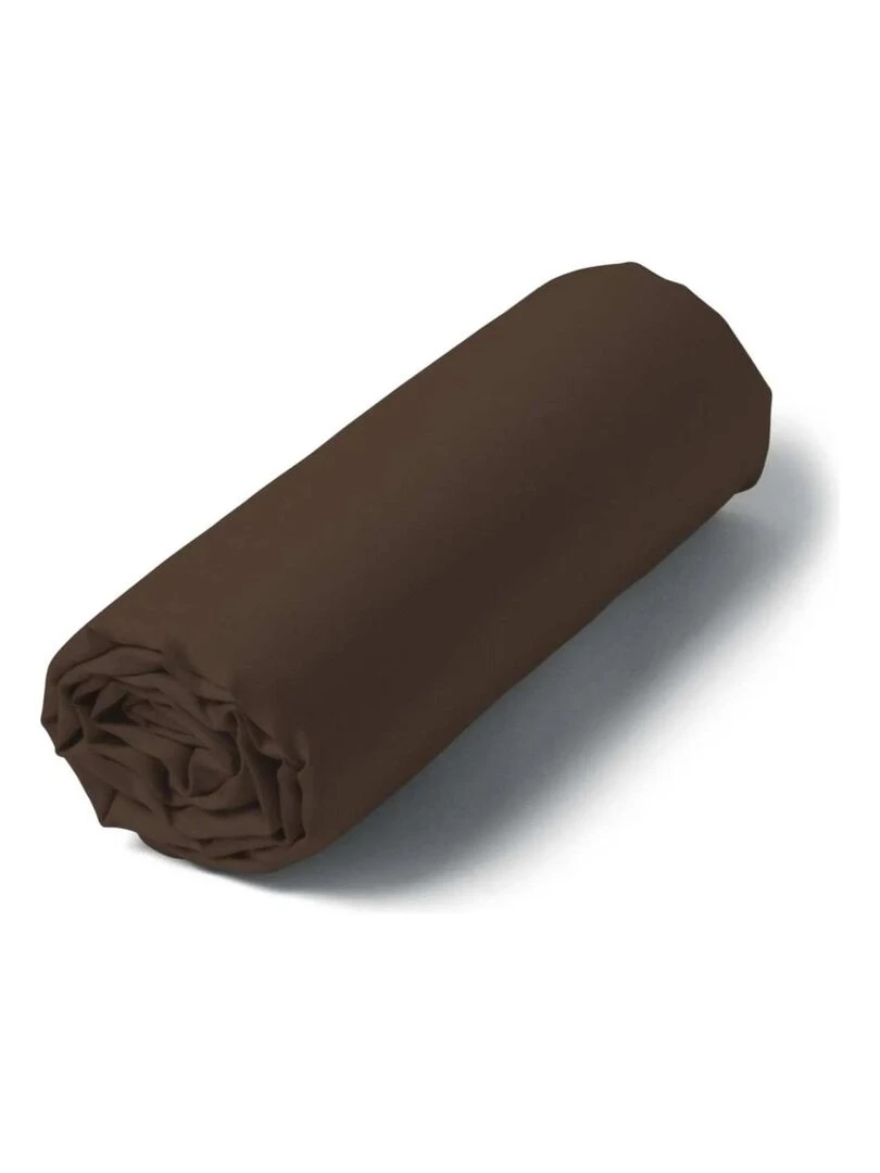 Drap housse percale Clara Marron noisette