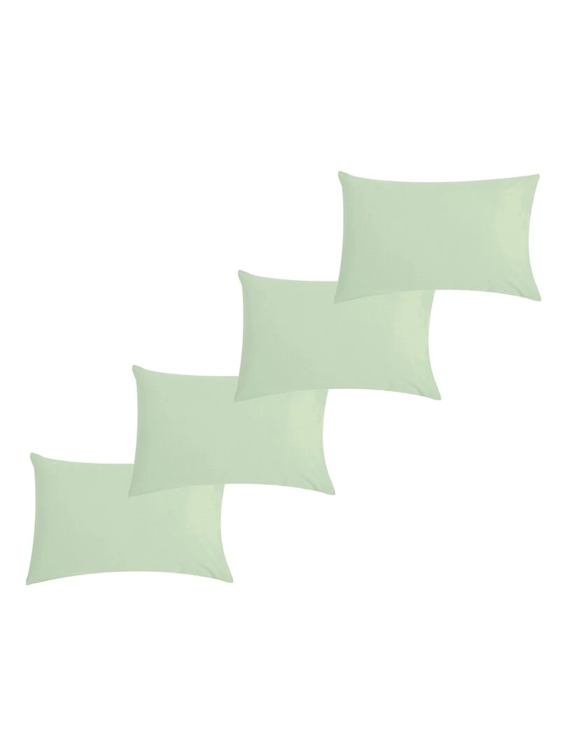 Lot x4 Taies d'oreiller 40x60 cm 100% coton Bio 'Ptit Basile' Vert d'eau
