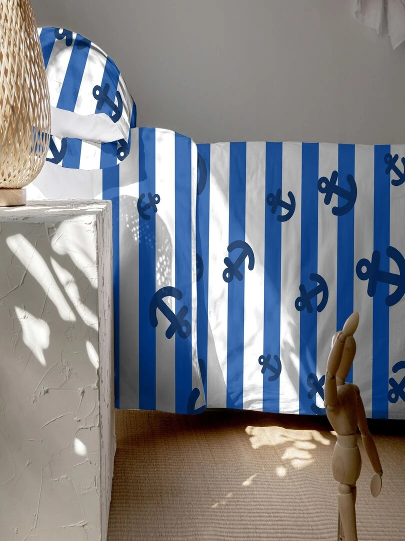 Parure housse de couette 2 pièces Yellow submarine (D) "Happyfriday"   Blanc