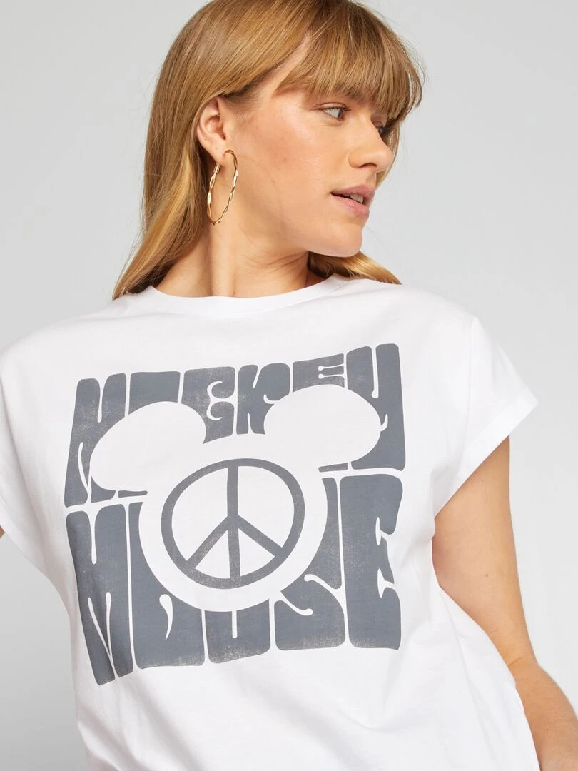 T shirt oversize style hippie 'Mickey' de 'Disney'   Blanc