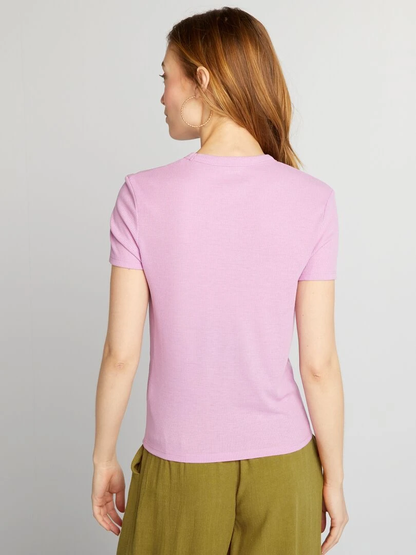 Tee shirt en maille côtelé   Rose