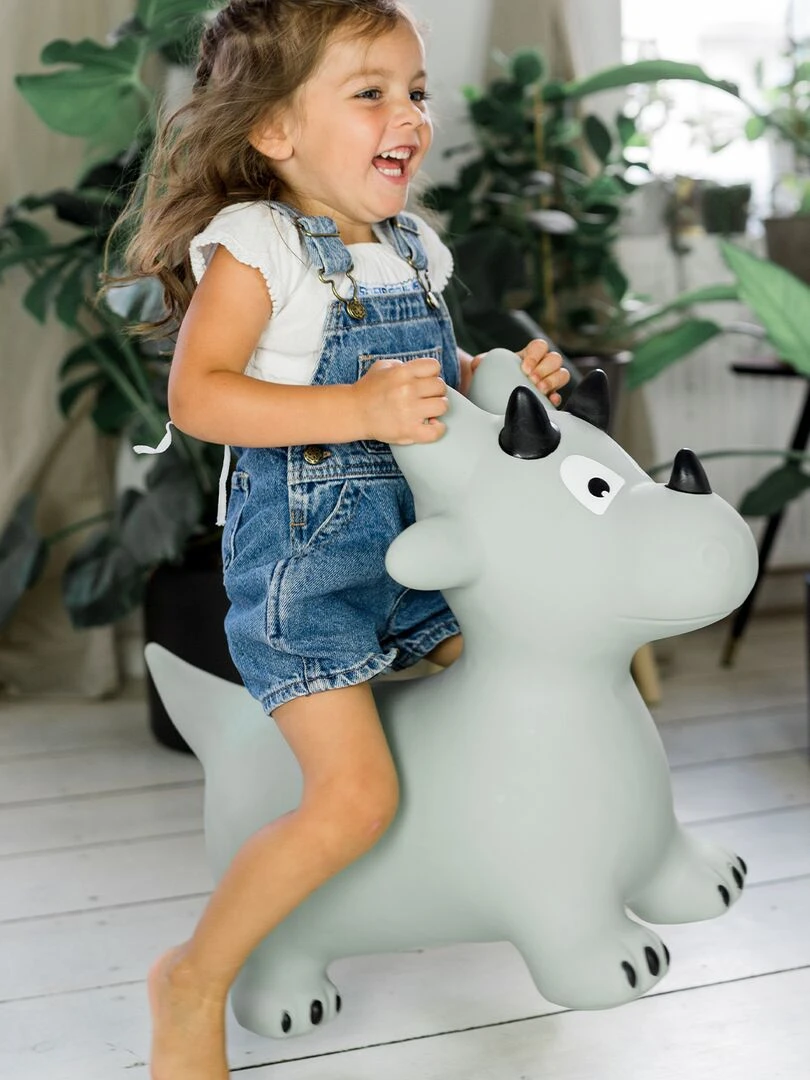 Animal sauteur gonflable en plastique dino Vert kaki