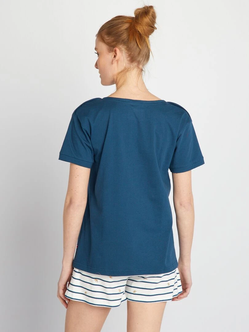 Ensemble de pyjama imprimé 2 pièces Bleu