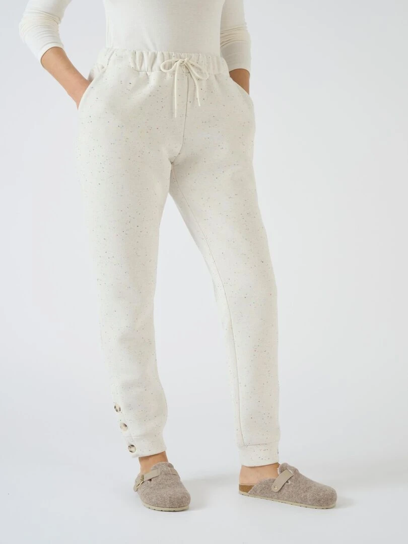 Pantalon douillet maille mouchetée Happy D. by Damart Blanc Ecru
