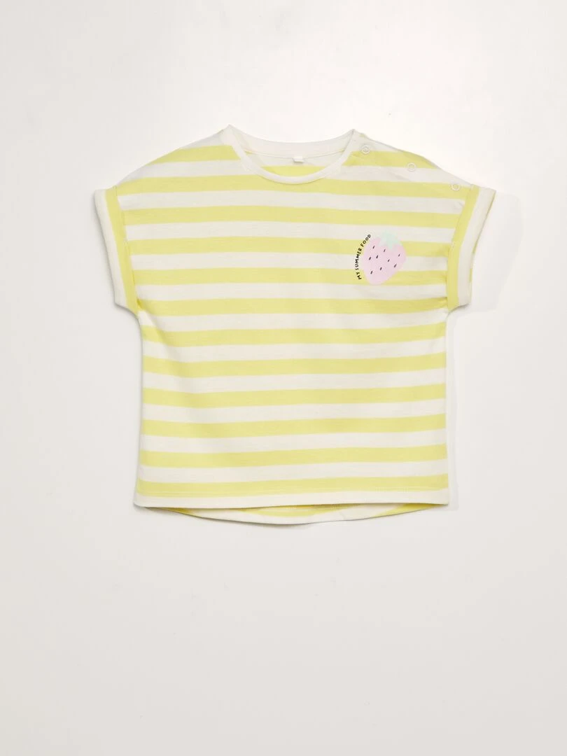 T shirt manches courtes   So Easy   Jaune rayé