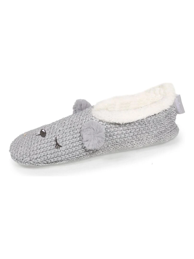 Chaussettes chaussons Femme Ours Gris