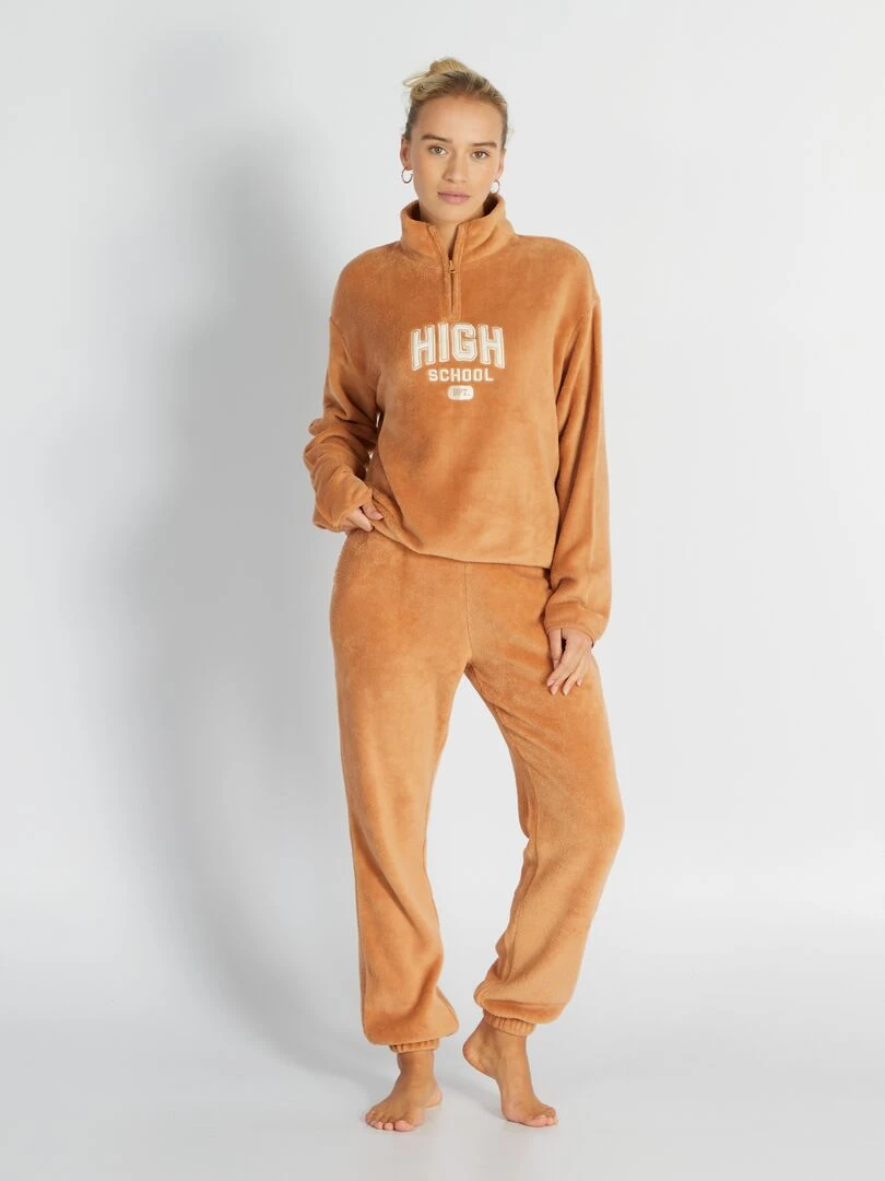 Pantalon de pyjama en polaire   marron