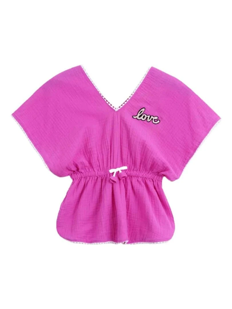 de plage   Tunique + short  Rose Fuchsia  LOVE   'LA FAUTE A VOLTAIRE'   Rose