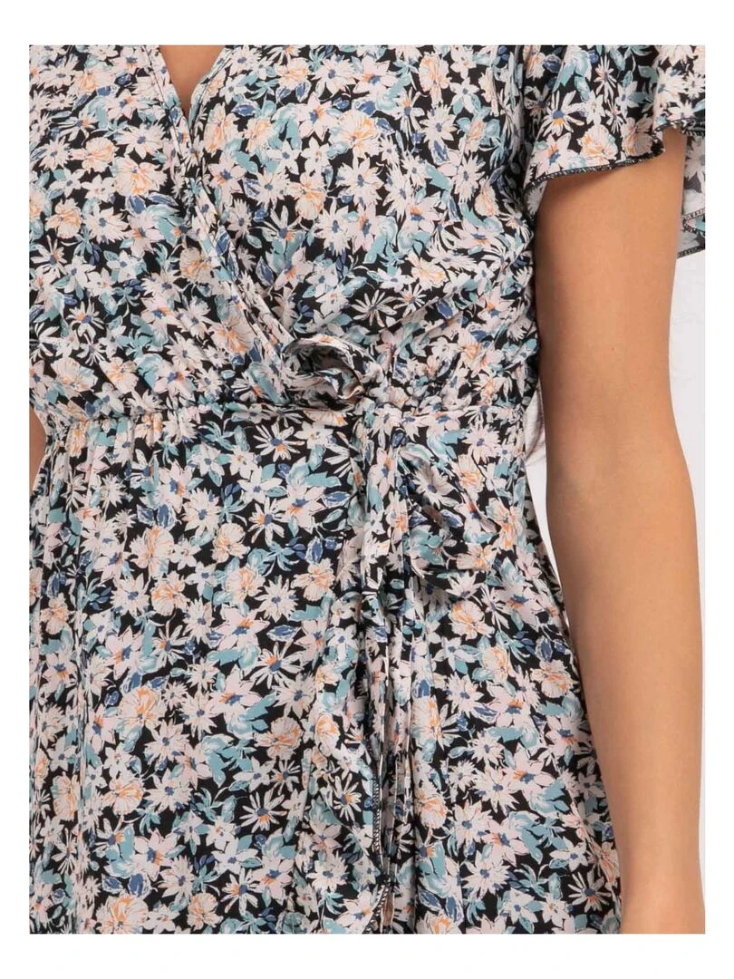 Robe longue portefeuille motifs IDOLE   Bleu